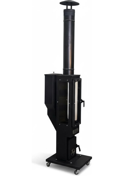 Pelet Soba Iç-Dış Mekan 3 Tarafı Camlı Tekerlekli Pelet Sobası modelleri