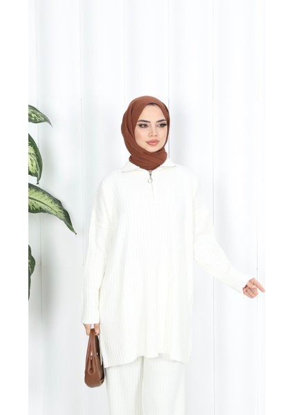 Nisum Yakası Fermuarlı Pantalonlu Triko Takım fırsatları