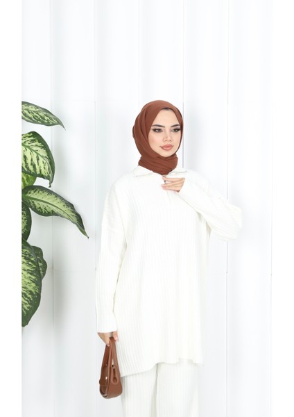 Nisum Yakası Fermuarlı Pantalonlu Triko Takım fiyatları