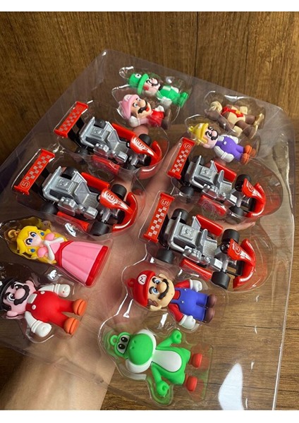 Süper Mario Mantar Koopa Luigi King Goril Toad Arabalı 12LI Oyuncak Marıo Figür Prenses Set