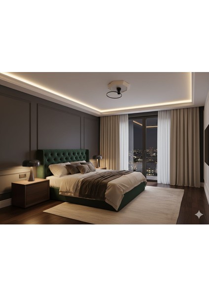 Halka Spotlu Dekoratif Plafonyer Avize Siyah 4000K fiyatları