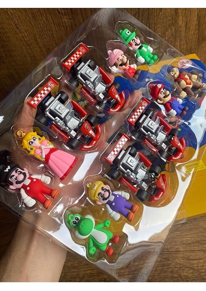 Süper Mario Mantar Koopa Luigi King Goril Toad Arabalı 12LI Oyuncak Marıo Figür Prenses Set fırsatları