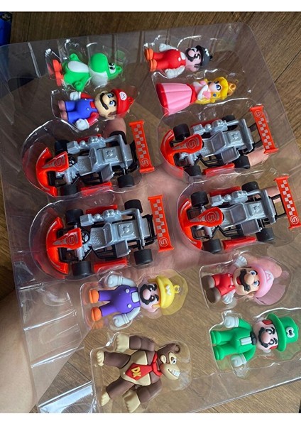 Süper Mario Mantar Koopa Luigi King Goril Toad Arabalı 12LI Oyuncak Marıo Figür Prenses Set indirimleri