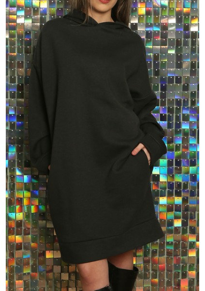 Kadın Moda Trend Rahat Kalın Uzun Sweatshirt