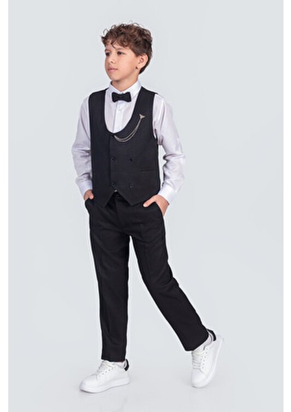 Erkek Çocuk Takım Elbise Panyonlu Yelekli Takım Elbise Şık Tasarım ve Pamuklu Kumaş fırsatları