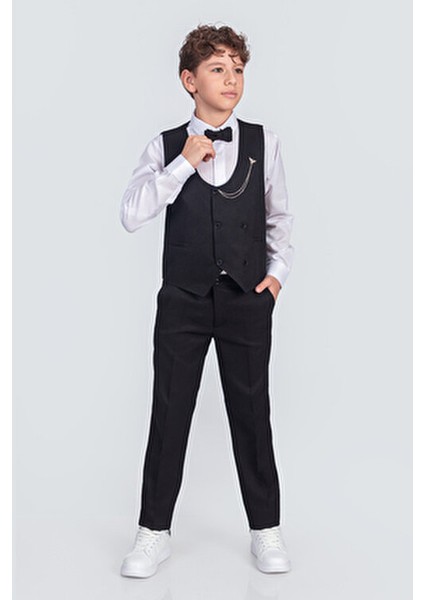 Erkek Çocuk Takım Elbise Panyonlu Yelekli Takım Elbise Şık Tasarım ve Pamuklu Kumaş indirimleri