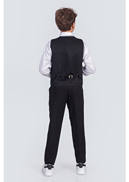 Erkek Çocuk Takım Elbise Panyonlu Yelekli Takım Elbise Şık Tasarım ve Pamuklu Kumaş