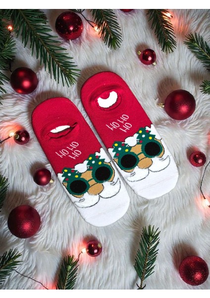 - Yılbaşı - Yeni Yıl Özel Desenli Premium Hediye Paketli - Patik Çorap