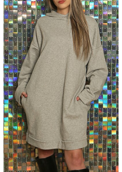 Kadın Moda Trend Rahat Kalın Uzun Sweatshirt