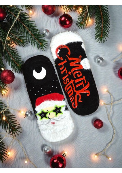- Yılbaşı - Yeni Yıl Özel Desenli Premium Hediye Paketli - Patik Çorap
