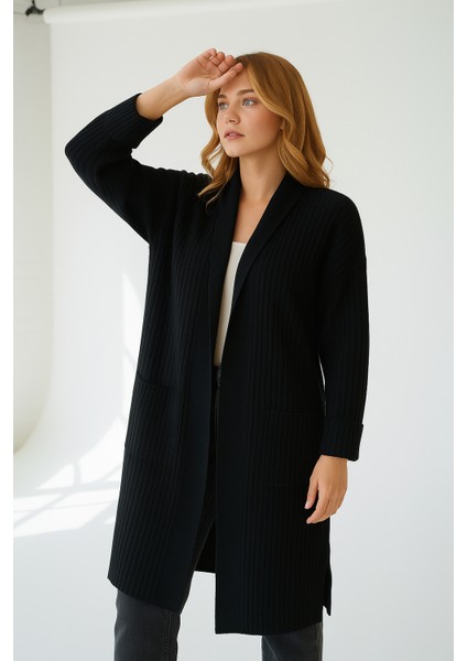 Kadın Şal Yaka Oversize Uzun Triko Hırka modelleri