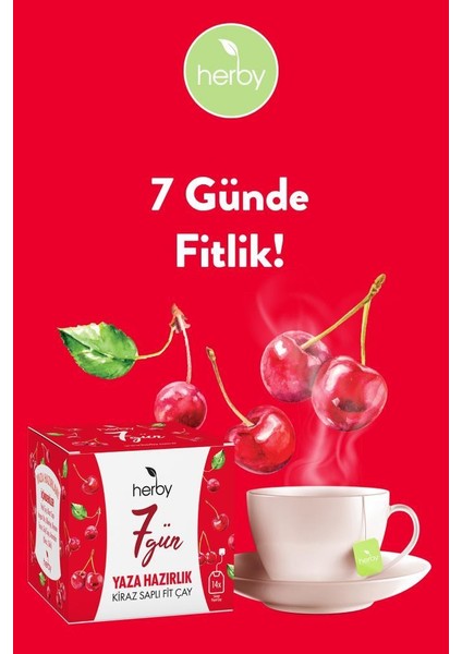 7 Gün Yaza Hazırlık - Kiraz Saplı Fit Çay 4'lü modelleri