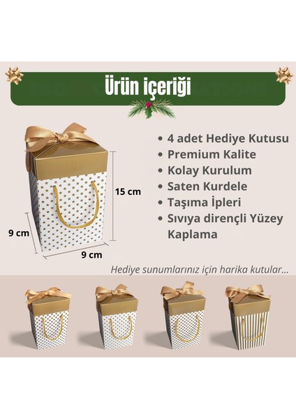 , Altım ve Beyaz renkli Hediye kutusu 4lü Set 9X9X15 cm Özel Tasarım Hediye Kutusu fiyatları