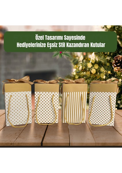 , Altım ve Beyaz renkli Hediye kutusu 4lü Set 9X9X15 cm Özel Tasarım Hediye Kutusu modelleri