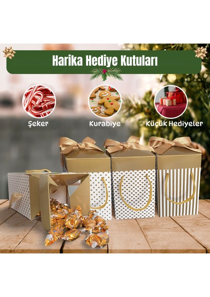 , Altım ve Beyaz renkli Hediye kutusu 4lü Set 9X9X15 cm Özel Tasarım Hediye Kutusu fırsatları