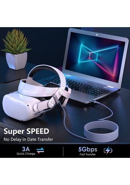 Vr-C Oculus Quest ile Uyumlu Vr5 Link Kablosu 5 M, 5gbps USB 3.2 Gen 1 Hızlı Veri Aktarımı, Hızlı Şarj Usb-C, Quest 2 Uyumlu (Type C To Type C) Kablo fırsatları