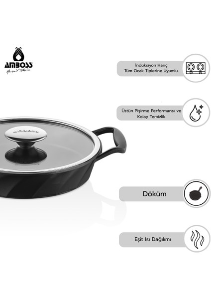 Vento 16 Parça Döküm Tencere Tava Sahan Seti (Siyah) modelleri