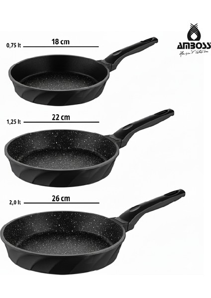 Vento 16 Parça Döküm Tencere Tava Sahan Seti (Siyah)
