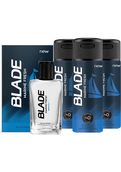 Marine Fresh EDT Erkek Parfüm 70 ml & Deodorant 3 x 150 ml