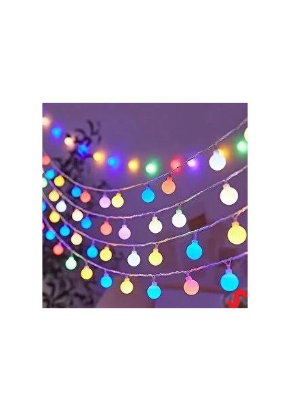 4 m Fişli 20'li Karışık Renk Top Model Led Işık – Dekoratif Yılbaşı ve Parti Aydınlatma