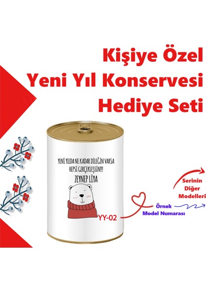 Kişiye Özel Yılbaşı Sürpriz Konservesi Arkadaşa, Sevgiliye, Aileye Mini Hediye Kutusu - (100 Yeni Yıl Model)