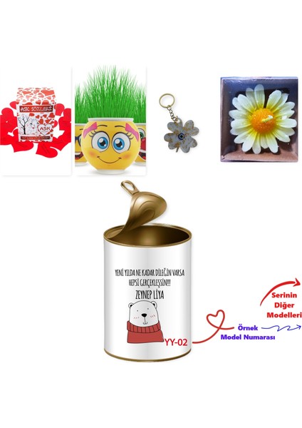 Kişiye Özel Yılbaşı Sürpriz Konservesi Arkadaşa, Sevgiliye, Aileye Mini Hediye Kutusu - (100 Yeni Yıl Model) fiyatları