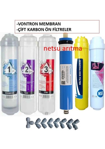 - Vontron membranlı,Tüm kapalı kasa su arıtma filtresi,6 lı filtre seti
