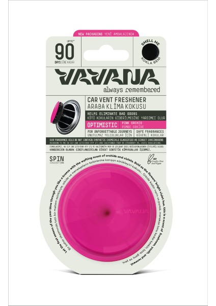Araba Klima Kokusu, Spin Oto Kokusu, Pembe Orkide Aromalı, 90 Gün Etkili Araç Kokusu - Optimistic