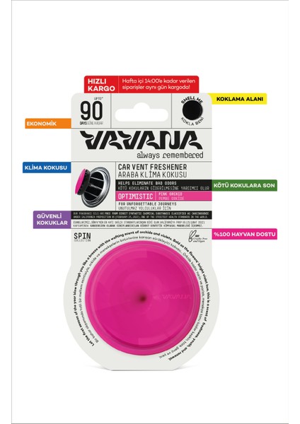 Araba Klima Kokusu, Spin Oto Kokusu, Pembe Orkide Aromalı, 90 Gün Etkili Araç Kokusu - Optimistic fırsatları