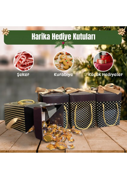 , Altın ve Siyah renkli Hediye kutusu 4 lü Set 9X9X15 cm Özel Tasarım Hediye Kutusu modelleri