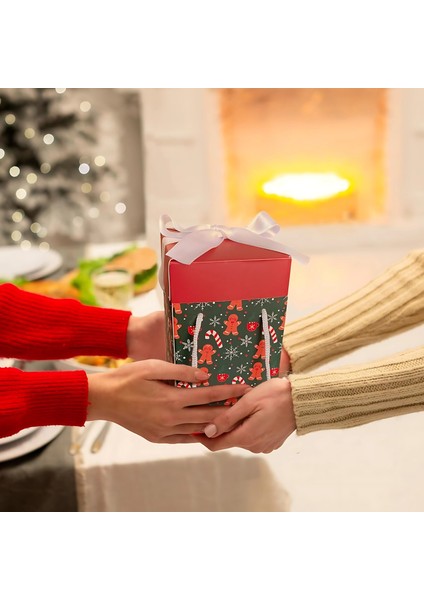 Yılbaşı Temalı 4lü Set 9X9X15 cm Özel Tasarım Hediye Kutusu indirimleri