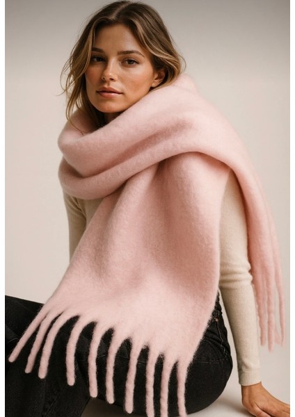 Pembe Soft Yumuşak Dokulu Puffy Atkı Şal fiyatları