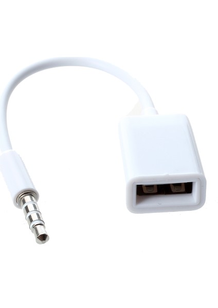 Araba Mp3 3 5mm Erkek Aux Ses Fişine USB 2 0 Dişi Dönüştürücü Kablo Kablosu Beyaz (Yurt Dışından) fiyatları