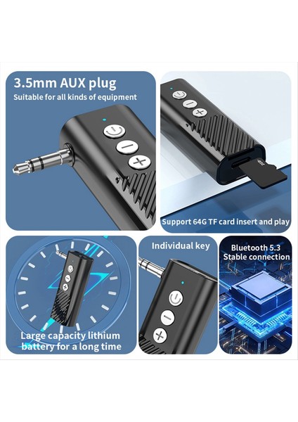 Araba Bluetooth 5 3 Ses Adaptörü Aux Bluetooth Alıcı Verici Tf Kart Oynatma Üç-Bir One (Yurt Dışından) indirimleri