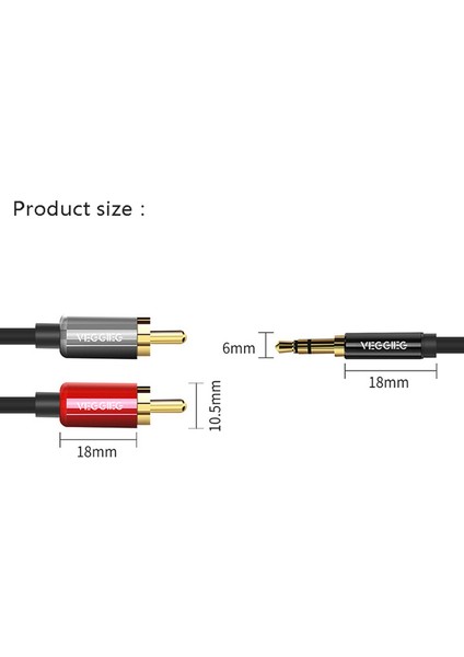 2x Veggieg Rca Kablosu 2rca Ila 3 5 Ses Kablosu 3 5mm Jack Rca Aux Kablosu (2m) (Yurt Dışından) modelleri