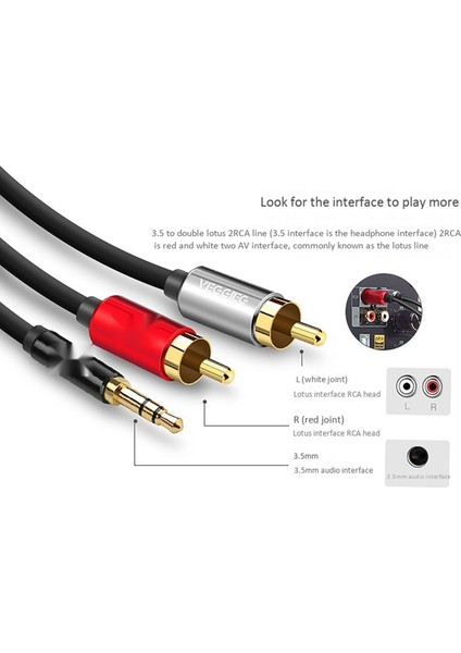 2x Veggieg Rca Kablosu 2rca Ila 3 5 Ses Kablosu 3 5mm Jack Rca Aux Kablosu (2m) (Yurt Dışından) fırsatları