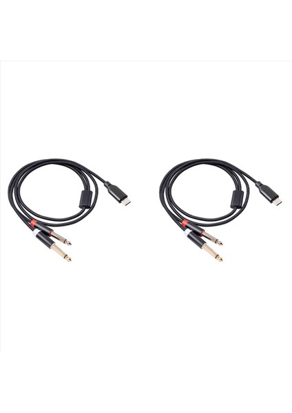 Akıllı Telefon Multimedya Hoparlörleri Için 2x USB C Ila Çift 6 35MM Ses Stereo Kablo Tip C Ila Çift 6 35MM Ses Kablosu (Yurt Dışından)