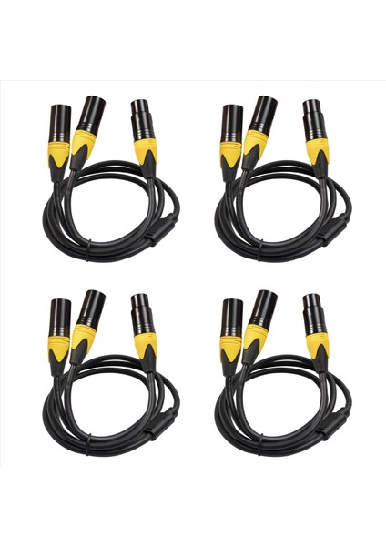 4x Xlr Ayırıcı Kablosu 3 Pin Xlr Dişi - Çift Xlr Erkek Sesli Kablo Dengeli Mikrofon Ayırıcı Kablosu Ses Adaptörü (Yurt Dışından)