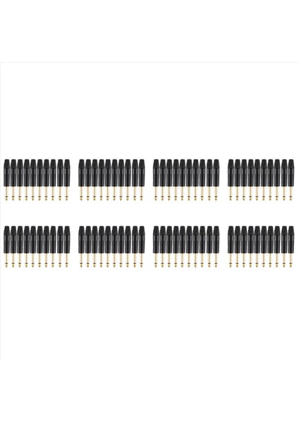 Altın Kaplama 80 Pcs Fiş Mono Professional 2 Kutup 6 35 mm 6 5mm Stereo Jack Fiş Nötrik 6 35MM Jack Siyah (Yurt Dışından)