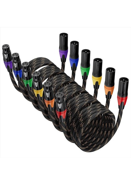 6 Paket Xlr Kabloları Xlr Erkek-Kadın Mikrofon Kablosu Mikrofon Mikser Için 3 Pimli Dengeli Xlr Hoparlör Kablosu Hoparlör Podcast (Yurt Dışından)