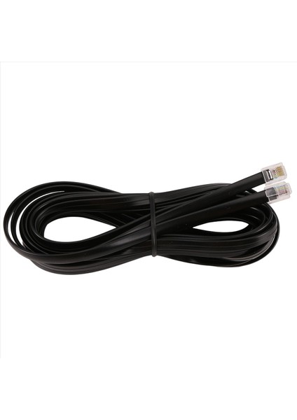 6P6C RJ11 Telefon Uzatma Faks Modem Kablo Hattı 5m Uzunluk Siyah (Yurt Dışından)