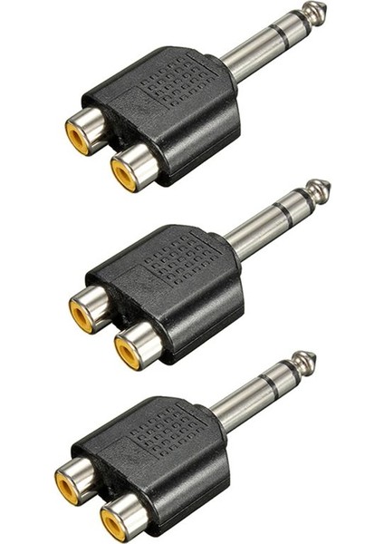 3x 6 35MM 1/4 Inç Erkek Stereo Ila 2 Çift Rca Dişi Y Splitter Ses Adaptör Dönüştürücü (Yurt Dışından)