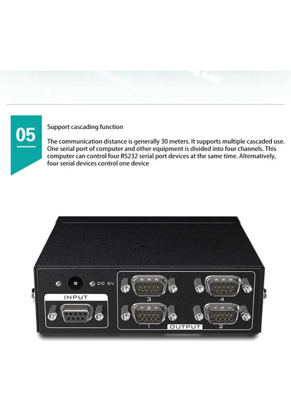 MT-RS104 Aktif Seri RS232 Ayrıştırıcı 1 Ila 4 RS232 Bi-Yönlü Anahtarlayıcı Ayırıcı 4 Ila 1 Power Adaptör-Abd Fişi ile (Yurt Dışından) modelleri