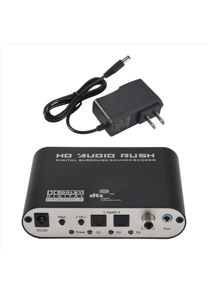 5 1 Audio Rush Dijital Ses Kod Çözücü Dönüştürücü - Optik Spdıf/ Koaksiyel Dolby Ac3 Dts Stereo (R/ L) Ila 5 1ch Analog Ses (6rca Çıkışı) Siyah (Yurt Dışından) modelleri