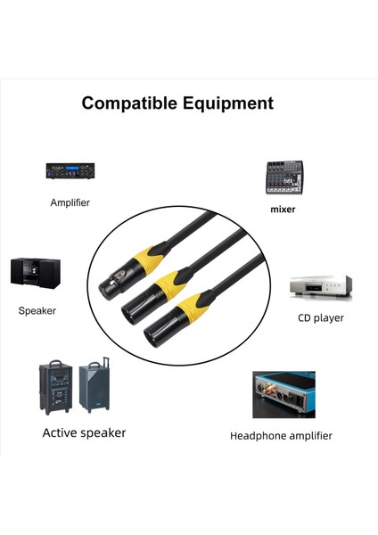 2x Xlr Ayırıcı Kablosu 3 Pin Xlr Dişi - Çift Xlr Erkek Ses Kablosu Y Kablo Dengeli Mikrofon Ayırıcı Kablosu (Yurt Dışından) fiyatları