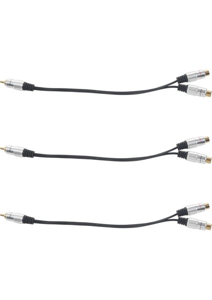 3x Metal Rca Dişi Ila Çift 2 Rca Erkek Altın Kaplama Adaptörü Stereo Ayırıcı Y Ses Kablosu (Rca F-2 Rca M) (Yurt Dışından)