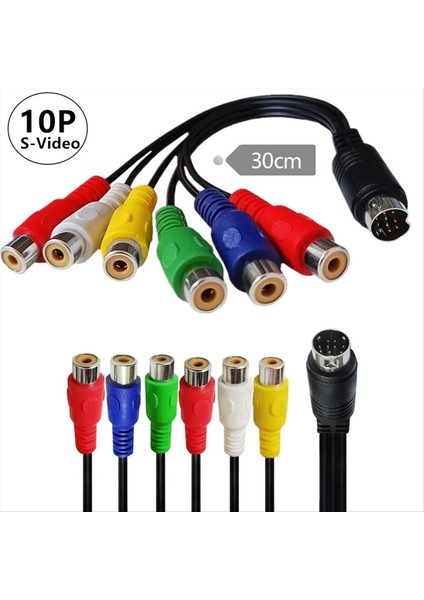 10 Pin S-Video-Dişi Rgb 6 Rca 10 Pin Din S-Video Erkek Bileşen Kablosu Pc Hdtv Rgb Bileşen Kablosu 30CM (Yurt Dışından) fırsatları