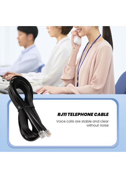 6P6C RJ11 Telefon Uzatma Faks Modem Kablo Hattı 5m Uzunluk Siyah (Yurt Dışından) modelleri