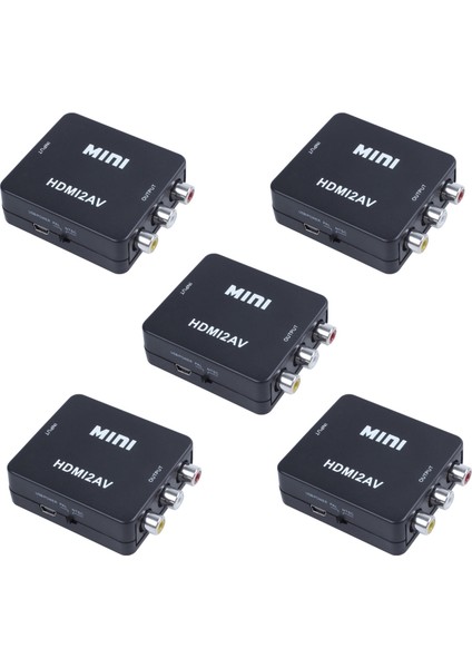 5x Mini HDMI - 3rca Cvbs Kompozit Video Av Dönüştürücü Adaptörü Tv Ps3 Vhs Vcr DVD Siyah (Yurt Dışından)