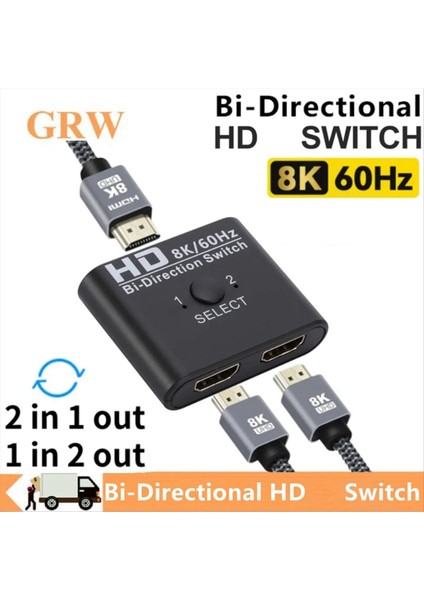 8k 60Hz HDMI Uyumlu Anahtar Ayırıcı Iki Yönlü 1x2/2x1 Ps4 Tv Kutusu Anahtarlayıcı Için HDMI Uyumlu Anahtarlayıcı 2 In1 Çıkış (Yurt Dışından) fiyatları